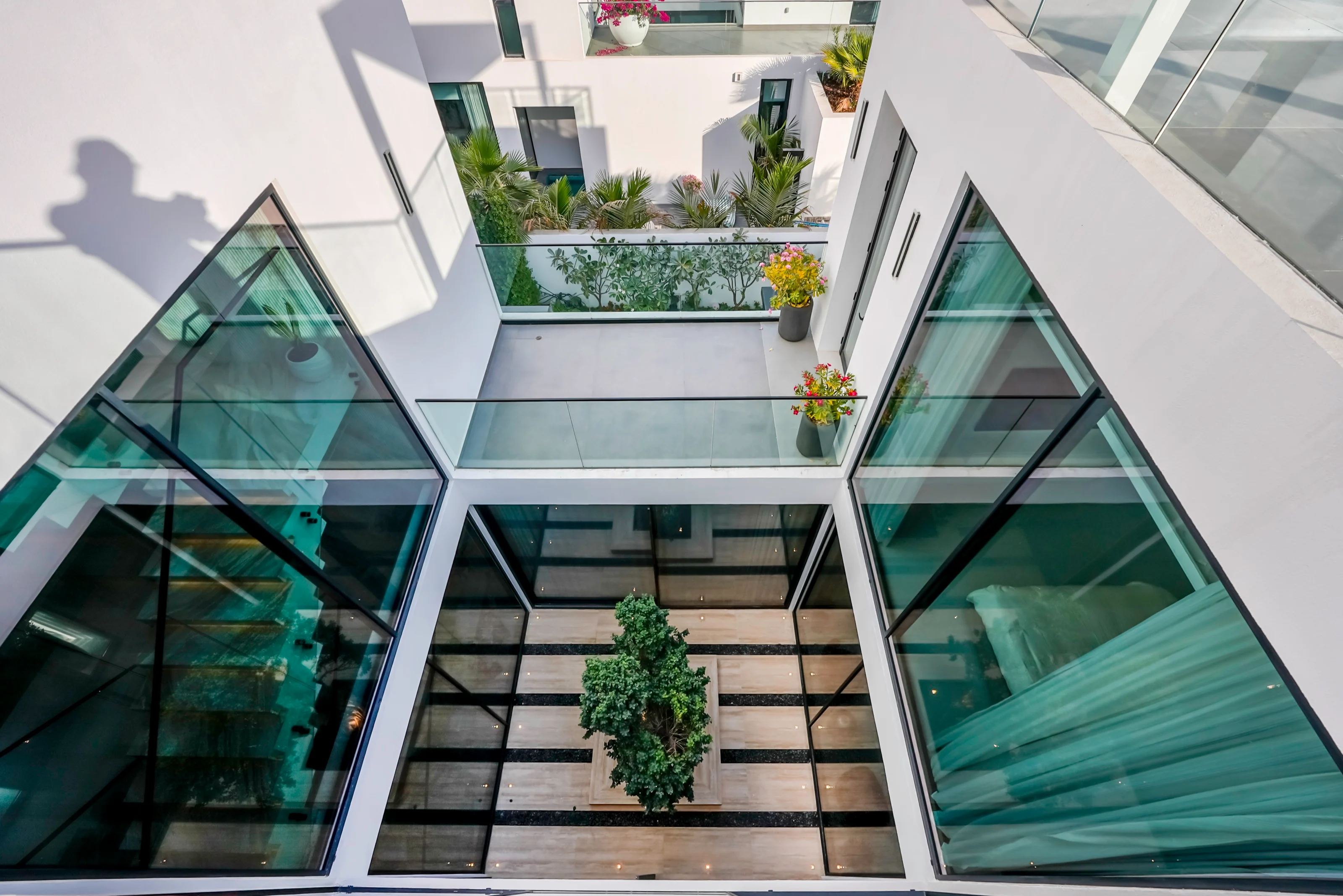 Balcony seating overlooking the Al Barari greenery