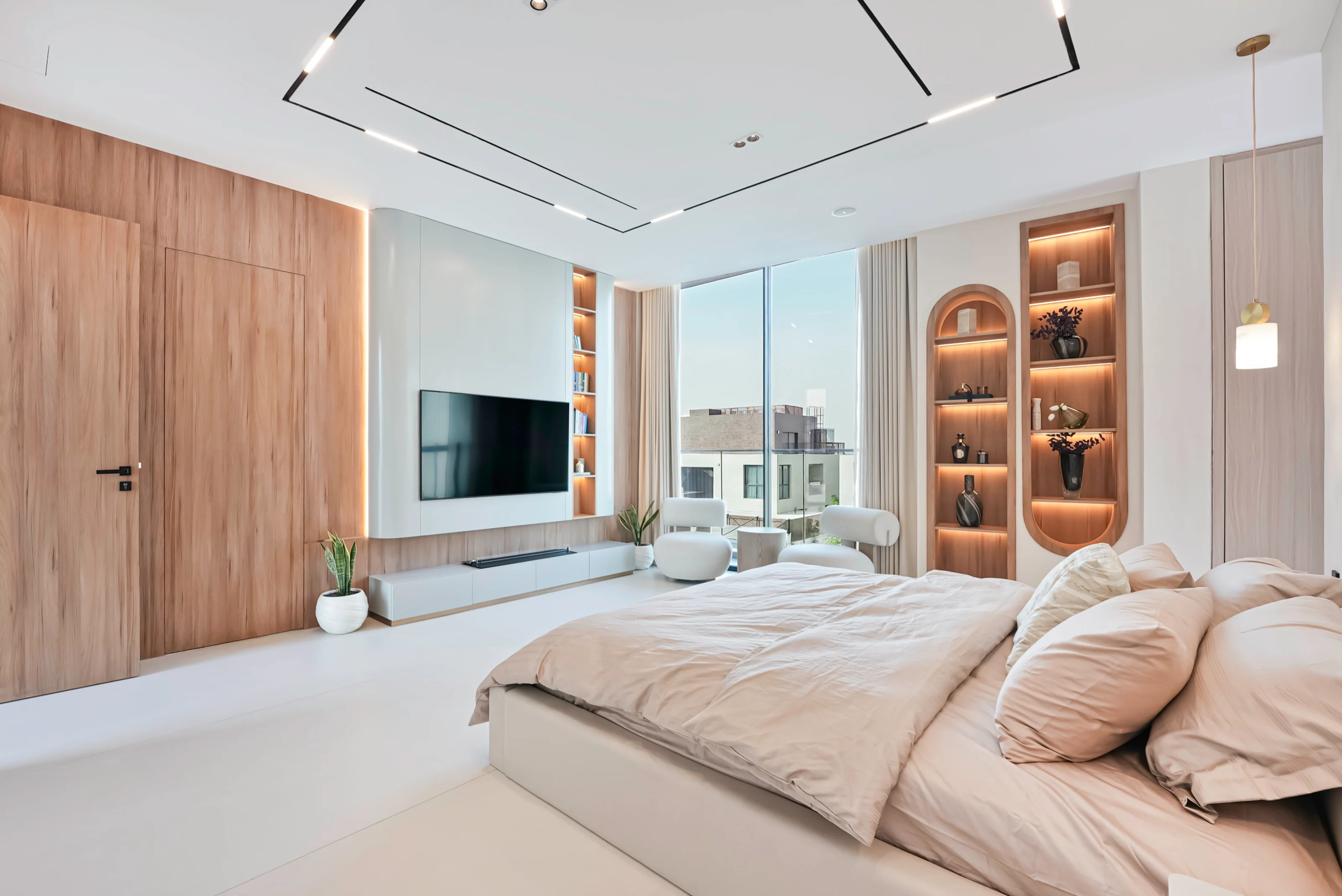 Bedroom finished in soft neutrals