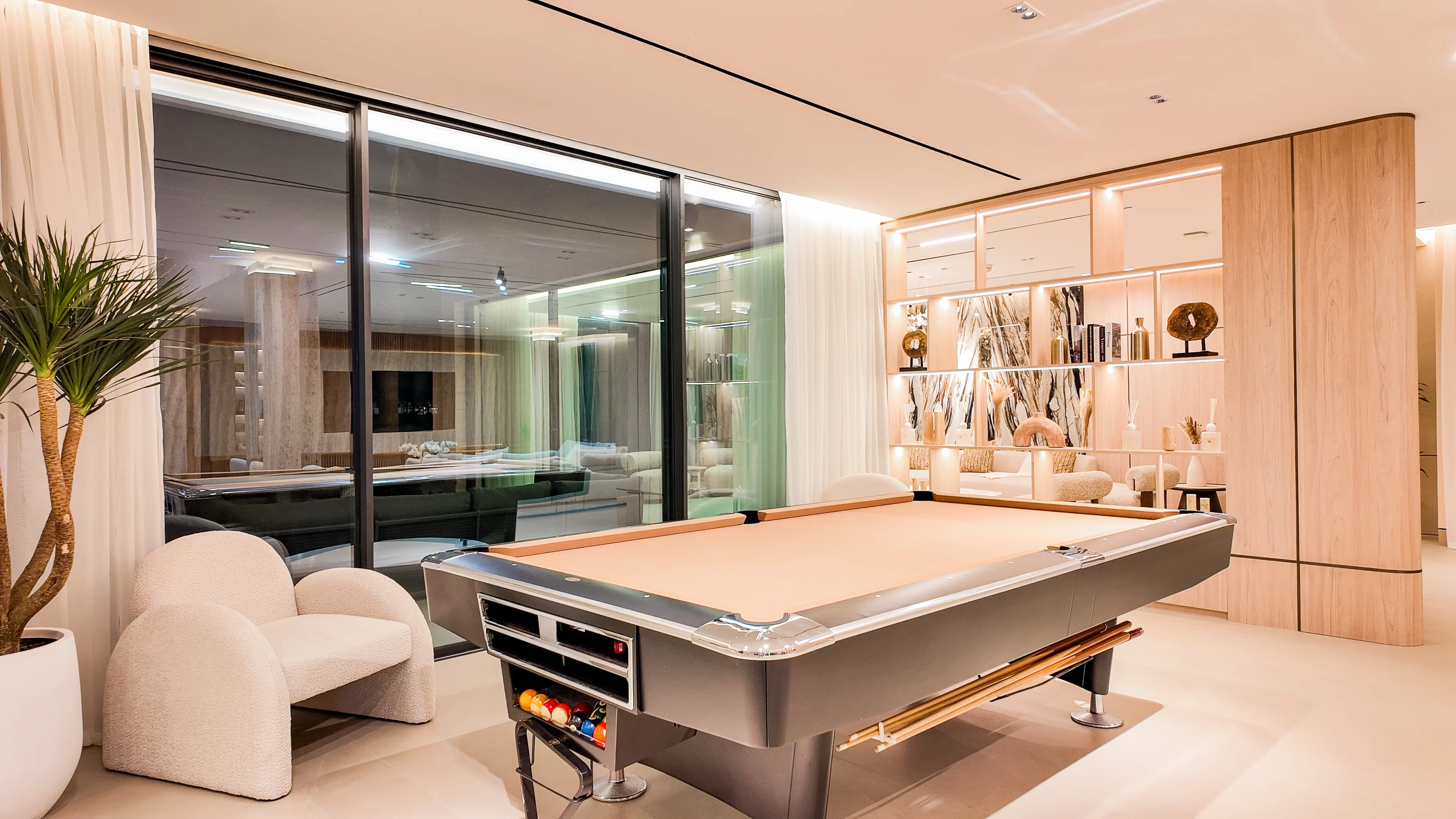 Games room at night